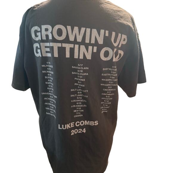 Luke Combs Growing Up And Getting Old 2024 Tour Tee, Charcoal, Unisex Large - Picture 2 of 6